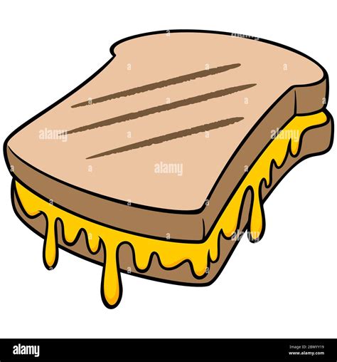 Grilled Cheese A Cartoon Illustration Of A Grilled Cheese Sandwich