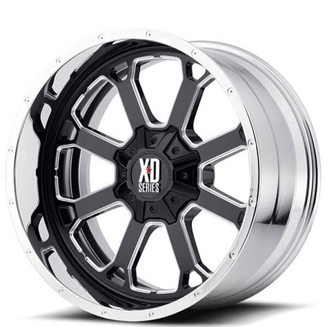 20 Xd Wheels Xd202 Buck 25 Gloss Black Milled With Chrome Lip Off Road