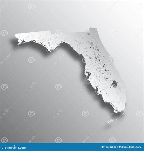 Map Of Florida With Lakes And Rivers Stock Vector Illustration Of Creativity Illustration