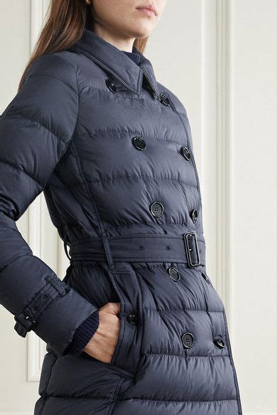 Burberry Arniston Double Breasted Quilted Down Puffer Coat In Navy