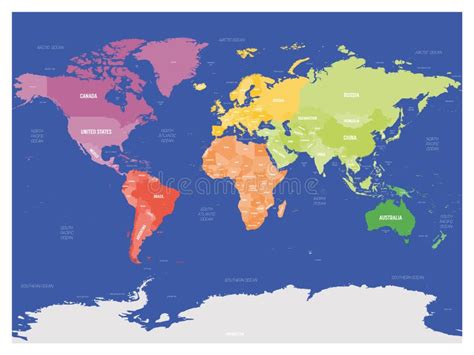 Carte Politique Color E De Monde Divis E En Six Continents Sur Le Fond