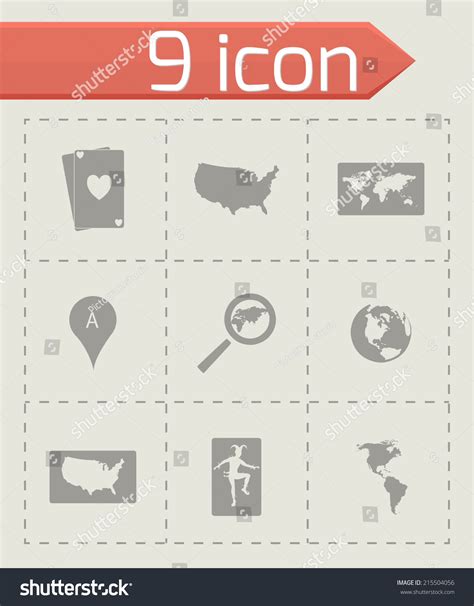 Vector Black Map Icons Set On Stock Vector Royalty Free 215504056