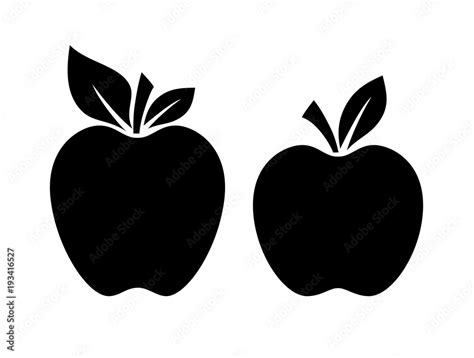 Two Apple Silhouette Vector Illustration Stock Vector Adobe Stock