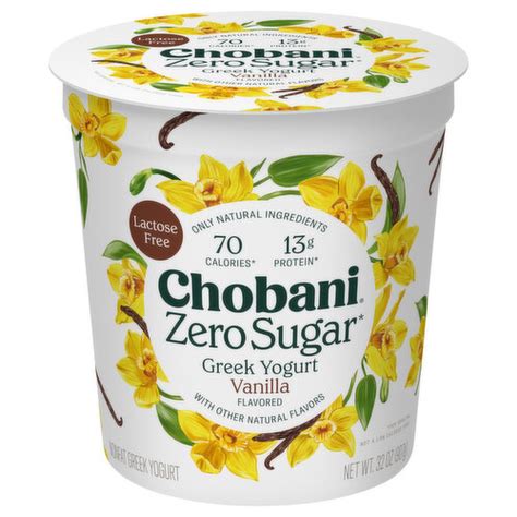 Chobani Greek Yogurt Nonfat Vanilla Lactose Free Zero Sugar Fresh