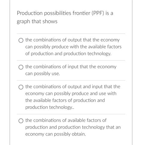 Solved Production Possibilities Frontier Ppf ﻿is A Graph