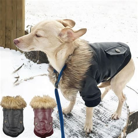 Warm Winter Dog Coat Waterproof Leather Jacket Puppycat Windproof Cold