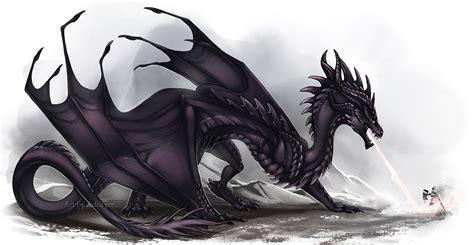 Black Wyvern By Adalfyre Dragon Artwork Mythical Creatures Art