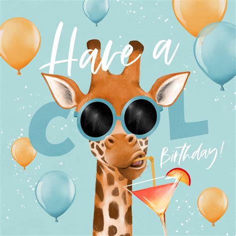 Geburtstagskarte Giraffe Cool Birthday Send A Smile