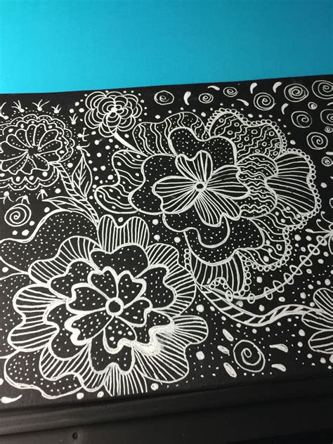 Zentangle With A White Signo Gel Uniball Pen On Black Paper Easy