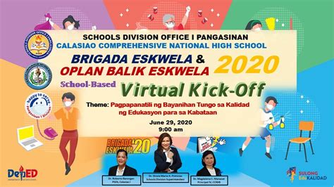 Ccnhs School Based Virtual Kick Off Of Brigada Eskwela And Oplan Balik