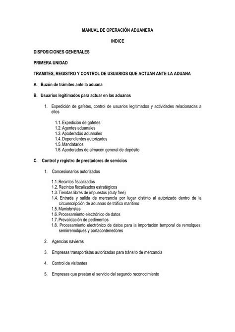 Pdf Manual De Operaci N Aduanera Indice Pdf Filemanual De