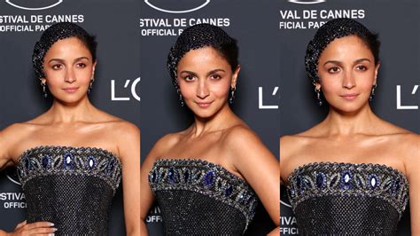 Cannes Film Festival 2025 Alia Bhatt in black Armani Privé gown and nude makeup looks like