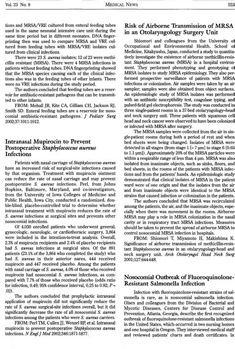 Intranasal Mupirocin To Prevent Postoperative Staphylococcus Aureus Infections Infection