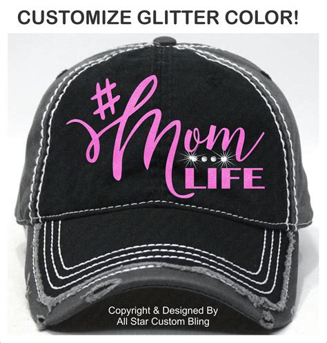 Glitter Mom Hat Mom Life Distressed Hat Mom Life Hat Custom