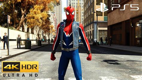 Marvel Spiderman Remastered Spider Punk Suit Free Roam Gameplay 4k 60fps Hdr Youtube