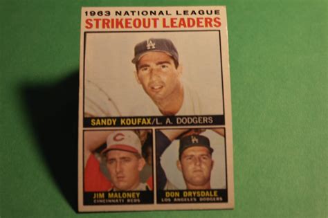 1964 Topps Baseball Card 5 Strikeout Leaders Koufax Maloney