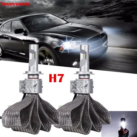 2Pcs H7 LED Headlight Bulbs 120W 60W Each Bulb 9 600Lm Ultra Bright