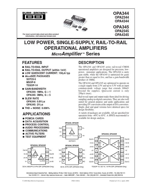 Opa Datasheet Burr Brown