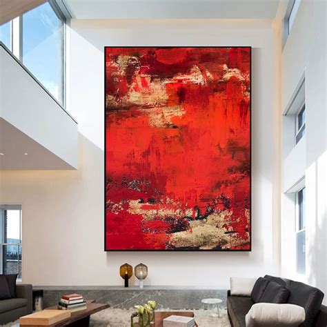 Red Wall Art Abstract Red Painting Large Abstract Art Large Etsy