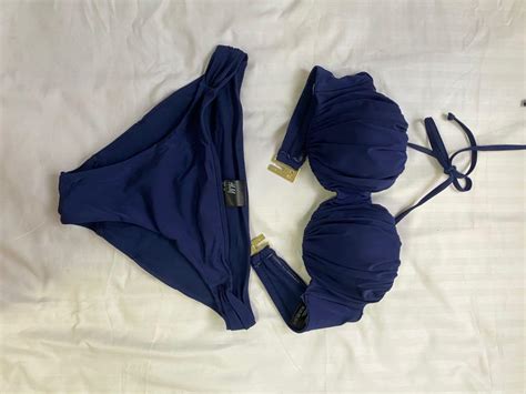 H M Navy Blue Bikini Medium Push Up Women S Fashion Swimwear Bikinis Swimsuits On Carousell