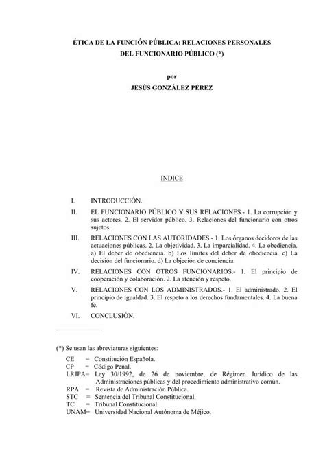 Pdf Tica De La Funci N P Blica Relaciones Personales Del Cemical