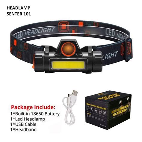 Jual Senter 101 Headlamp Kepala Mini 3 Led Super Terang Headlamp Usb Chargeable Senter Mini