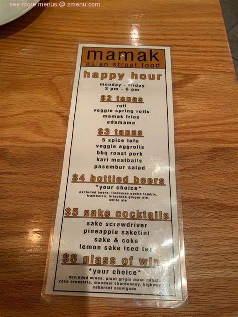 Online Menu of Mamak Asian Street Food Restaurant, Orlando, Florida