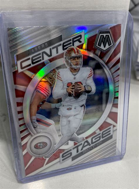 Brock Purdy 2023 Panini Mosaic Silver Prizm Center Stage 49ers Values