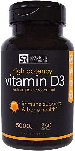 Sports Research Vitamin D3 With Organic Coconut Oil 5000 IU 360