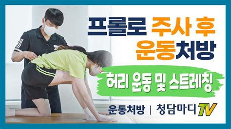 허리재활운동 프롤로주사 치료 후 허리 운동 및 스트레칭청담마디신경외과 도수재활센터 Youtube