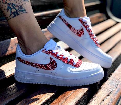 Nike Air Force One Custom Bandana Rossa Con Fiocco