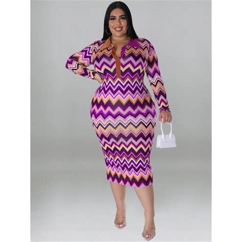 Wmstar Robes grande taille pour femmes vêtements rayés manches longues