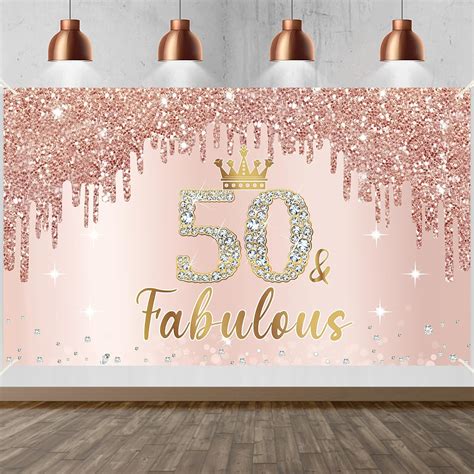 Rose Gold 50th Birthday Banner Party Decorations For Women