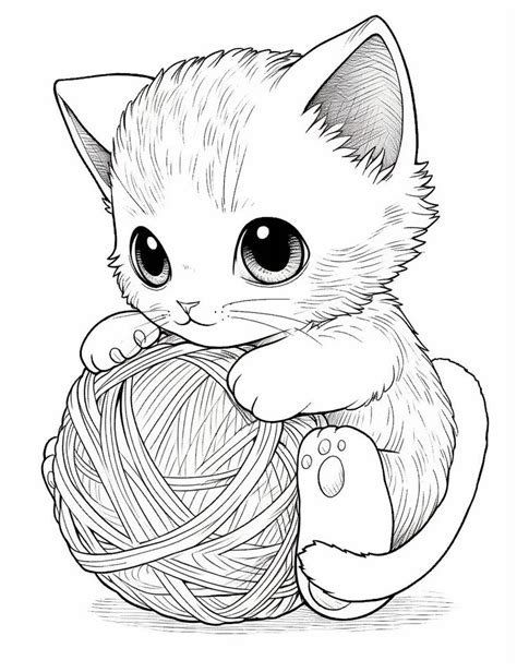 Adorable Kitten Coloring Page | Chat a colorier, Coloriage chaton ...