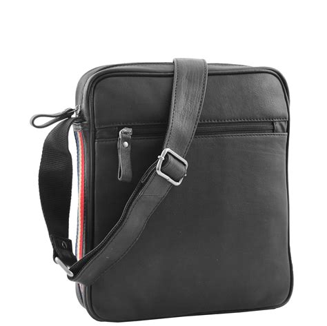 Mens Leather Cross Body Travel Flight Bag Black House Of Leather