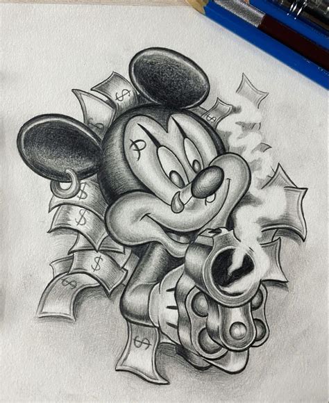 Gangster Mickey Mouse Half Sleeve Tattoos Drawings Sketch Tattoo