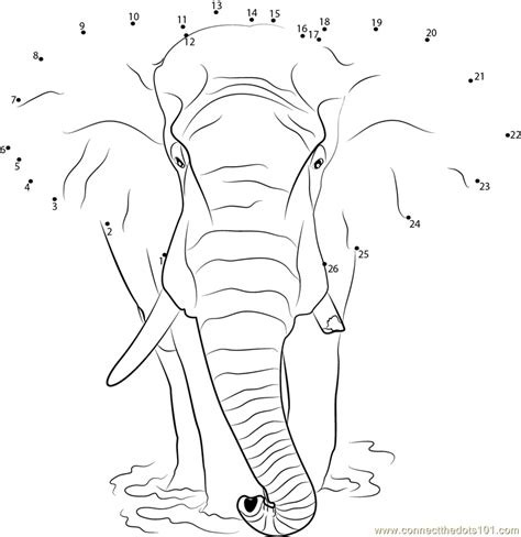 Loxodonta Africana Elephant Dot To Dot Printable Worksheet Connect The Dots