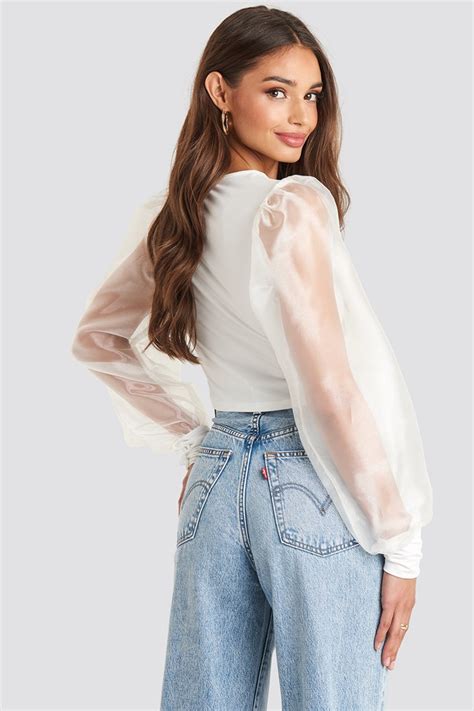 Organza Cropped Blouse White Na