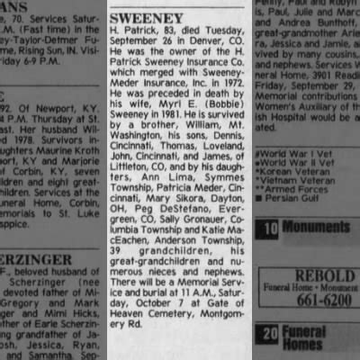 Obituary For SWEENEY H Patrick Aged 83 Newspapers