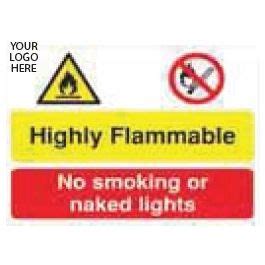 Highly Flammable No Smoking Or Naked Lights Sign PVC CMT Group