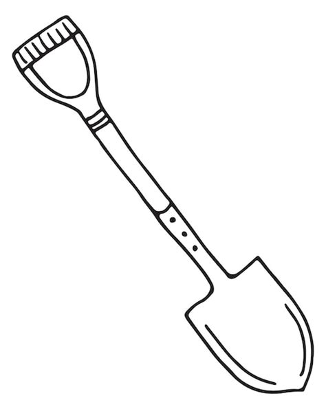 Premium Vector Spade Drawing Digging Tool Icon Shovel Doodle