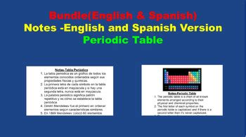 Bundle Notes English Spanish Periodic Table By Coach Smith Science