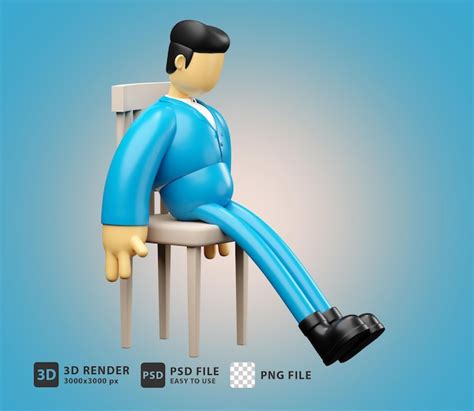 Premium Psd 3d Illustration Tired Businessman Sleeping On Chair