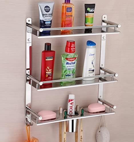 Vansi Stainless Steel Multipurpose Double Shelf Tier Bathroom Shelf