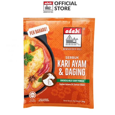 Adabi Serbuk Kari Ayam And Daging 24g Shopee Malaysia