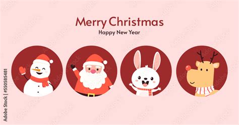 Merry Christmas and happy new year 2023 greeting card with cute Santa ...