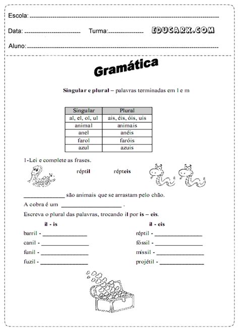 Educar X Atividades Singular E Plural Ano Fundamental