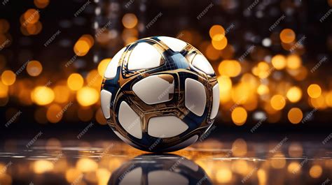 Premium Photo In The Stadiums Luminous Glow A Soccer Ball Takes Its