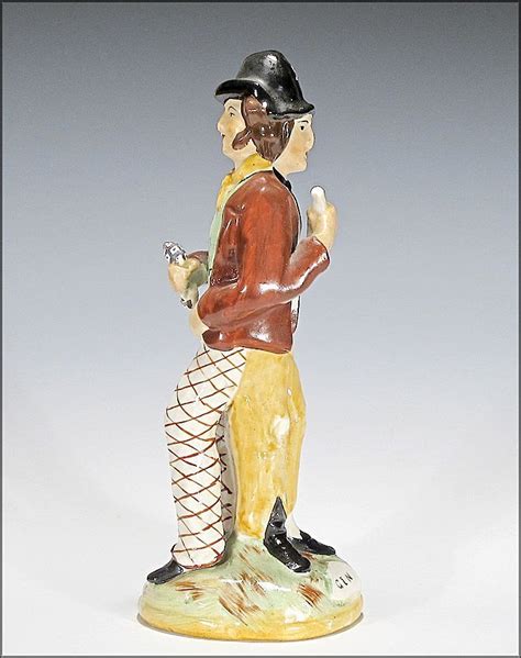 Antique Staffordshire Temperance Figurine Double Sided Water And Gin