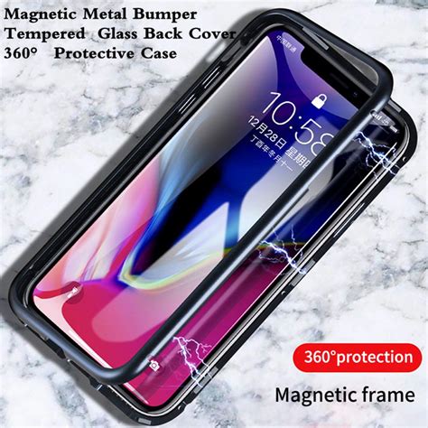 Buy Magnetic Metal Bumpertempered Glass Back Cover 360° Protective